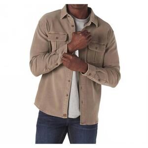 NEW THE NORMAL BRAND comfort terry shirt jacket in taupe